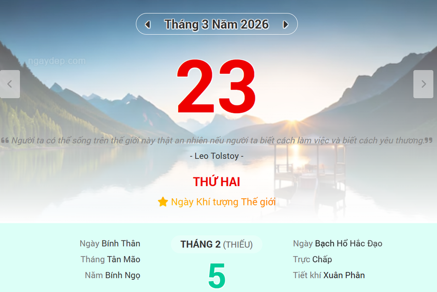 Lịch âm 23/3 - Xem lịch âm ngày 23/3