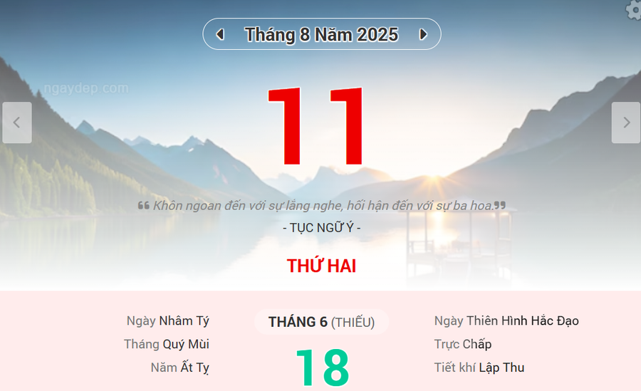Lịch âm 11/8 - Xem lịch âm ngày 11/8