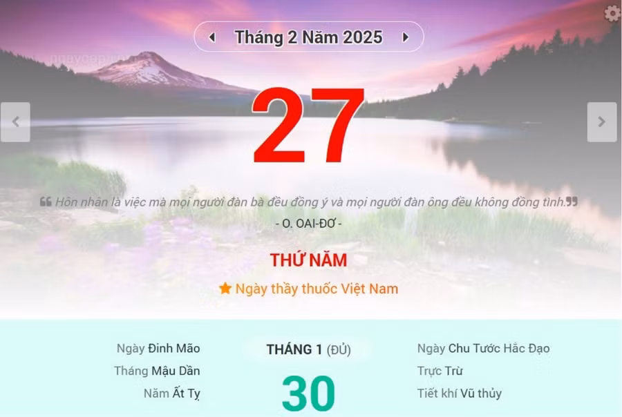 Lịch âm 27/2 - Xem lịch âm ngày 27/2