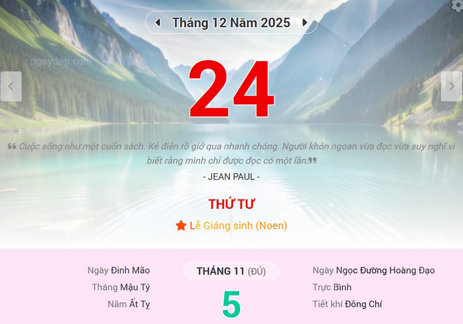 Lịch âm 24/12 - Xem lịch âm ngày 24/12