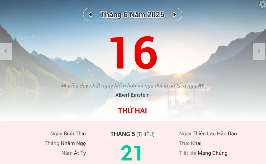 Lịch âm 16/6 - Xem lịch âm ngày 16/6