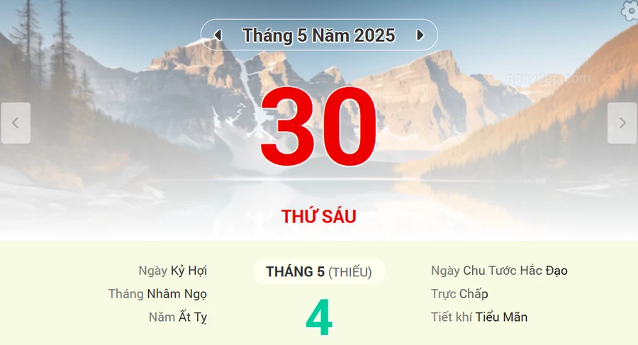 Lịch âm 30/5 - Xem lịch âm ngày 30/5