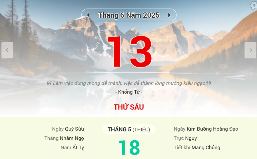 Lịch âm 13/6 - Xem lịch âm ngày 13/6