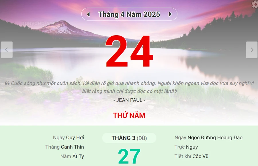 Lịch âm 24/4 - Xem lịch âm ngày 24/4