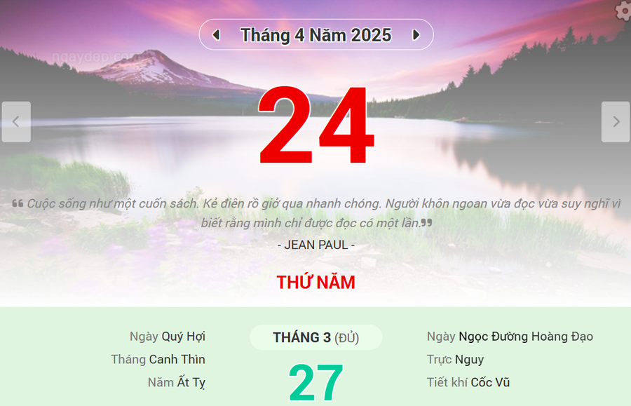 Lịch âm 24/4 - Xem lịch âm ngày 24/4