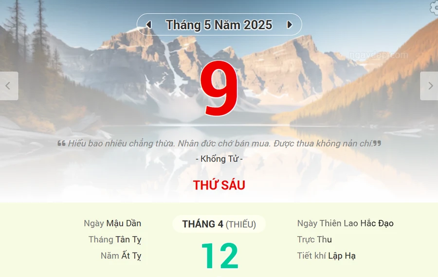 Lịch âm 9/5 - Xem lịch âm ngày 9/5