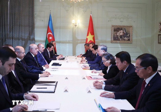 Tổng Bí thư Tô Lâm hội kiến Thủ tướng Azerbaijan Ali Asadov. (Ảnh: Thống Nhất/TTXVN). Tổng Bí thư Tô Lâm hội kiến Thủ tướng Azerbaijan Ali Asadov. (Ảnh: Thống Nhất/TTXVN).