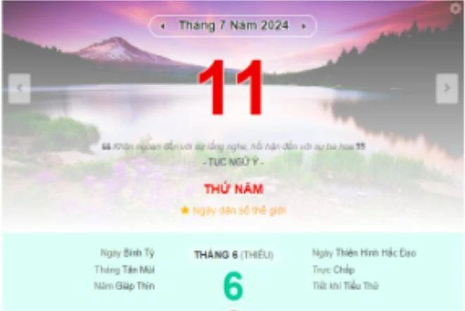 Lịch âm hôm nay - Xem lịch âm ngày 11/7- Ảnh 1.