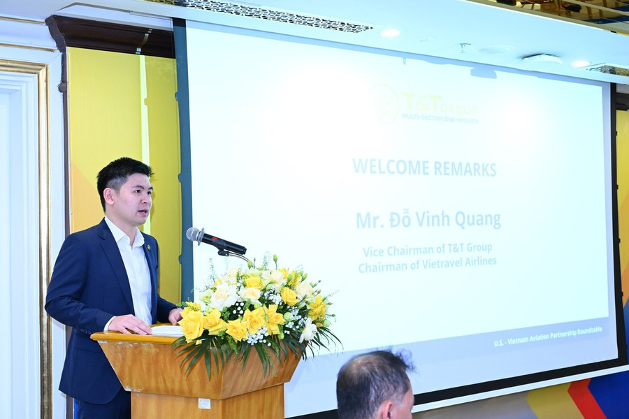 Ông Đỗ Vinh Quang, Phó Chủ tịch HĐQT T&T Group, Chủ tịch HĐQT Vietravel Airlines phát biểu tại Tọa đàm. Ông Đỗ Vinh Quang, Phó Chủ tịch HĐQT T&T Group, Chủ tịch HĐQT Vietravel Airlines phát biểu tại Tọa đàm.