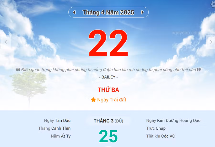 Lịch âm 22/4 - Xem lịch âm ngày 22/4