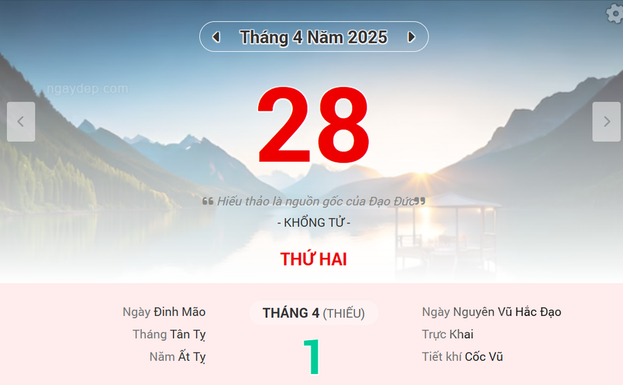 Lịch âm 28/4 - Xem lịch âm ngày 28/4