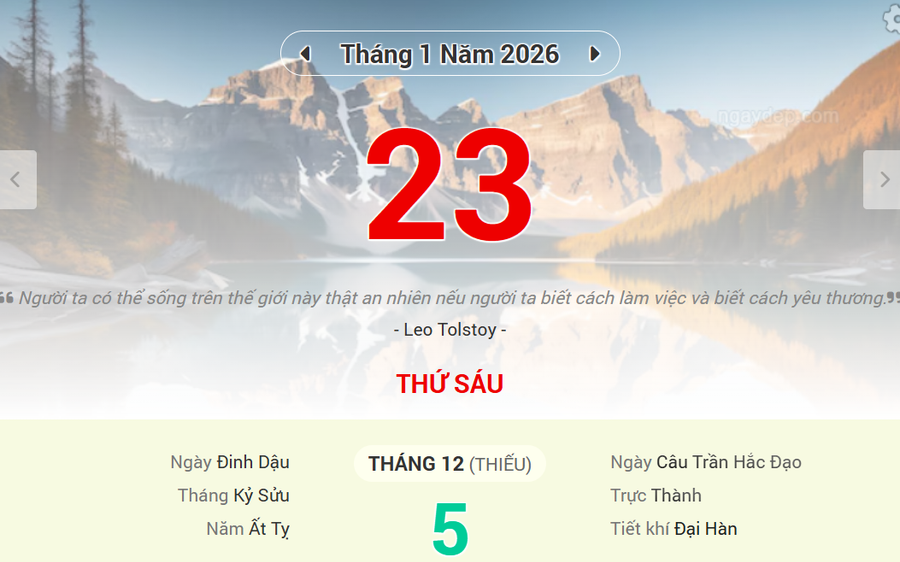 Lịch âm 23/1 - Xem lịch âm ngày 23/1/2026