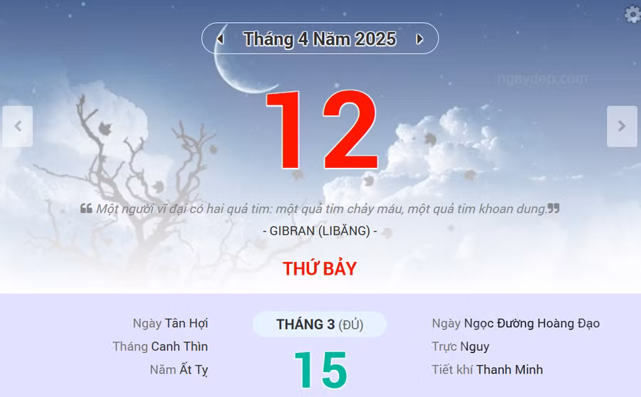 Lịch âm 12/4 - Xem lịch âm ngày 12/4