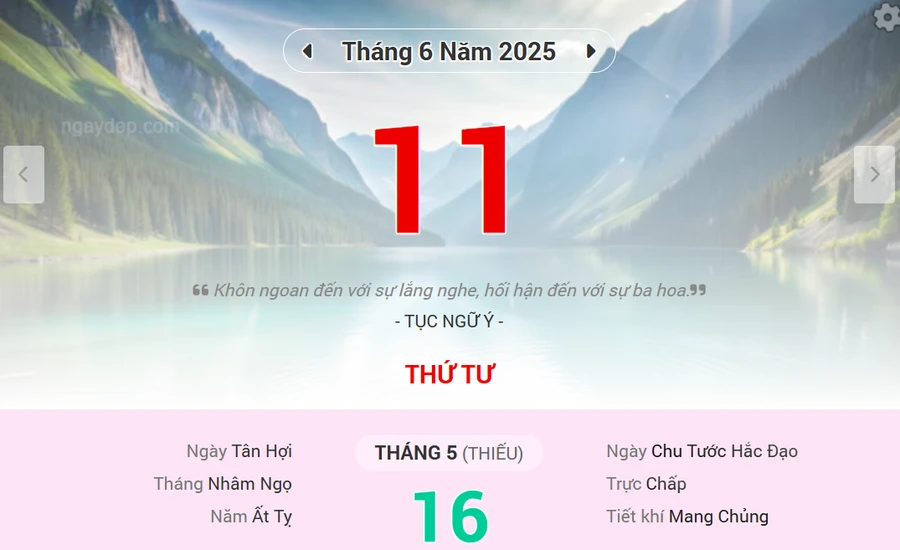 Lịch âm 11/6 - Xem lịch âm ngày 11/6