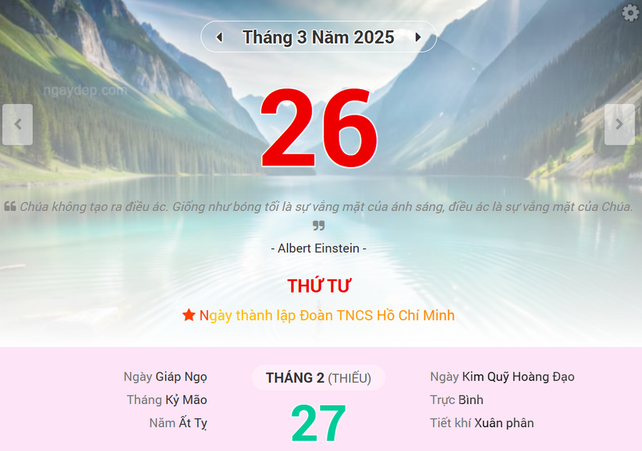 Lịch âm 26/3 - Xem lịch âm ngày 26/3