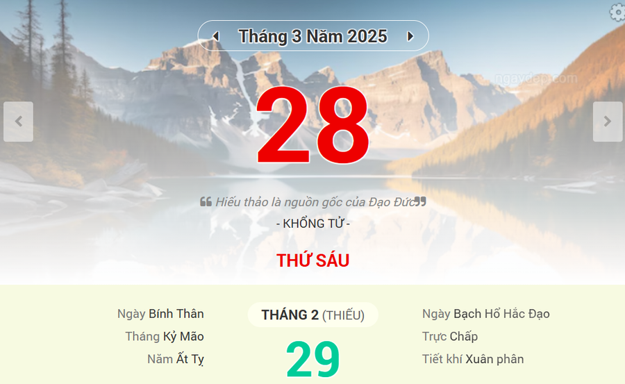 Lịch âm 28/3 - Xem lịch âm ngày 28/3