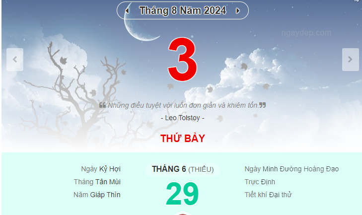 Lịch âm 3/8 - Xem lịch âm ngày 3/8