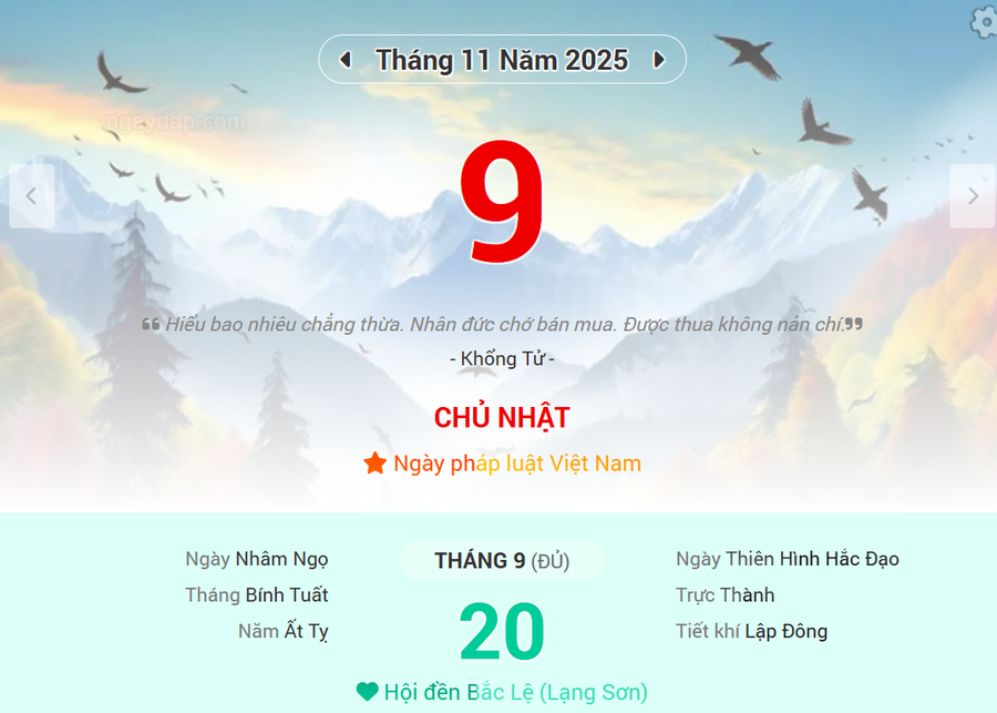 Lịch âm 9/11 - Xem lịch âm ngày 9/11