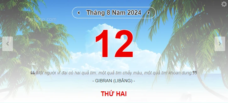 Lịch âm 12/8 - Xem lịch âm ngày 12/8