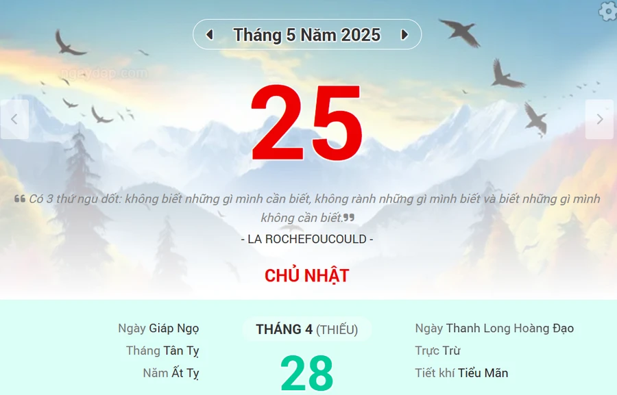 Lịch âm 25/5 - Xem lịch âm ngày 25/5