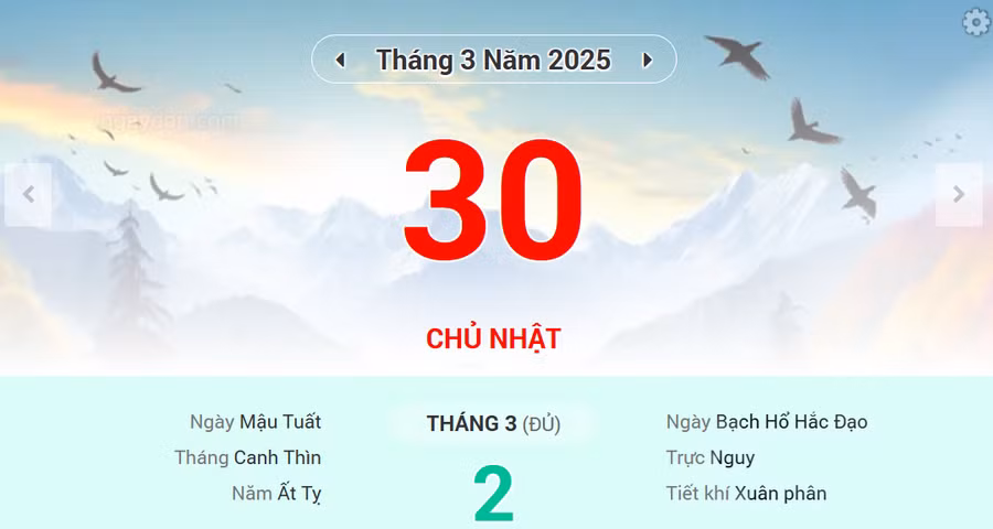 Lịch âm 30/3 - Xem lịch âm ngày 30/3