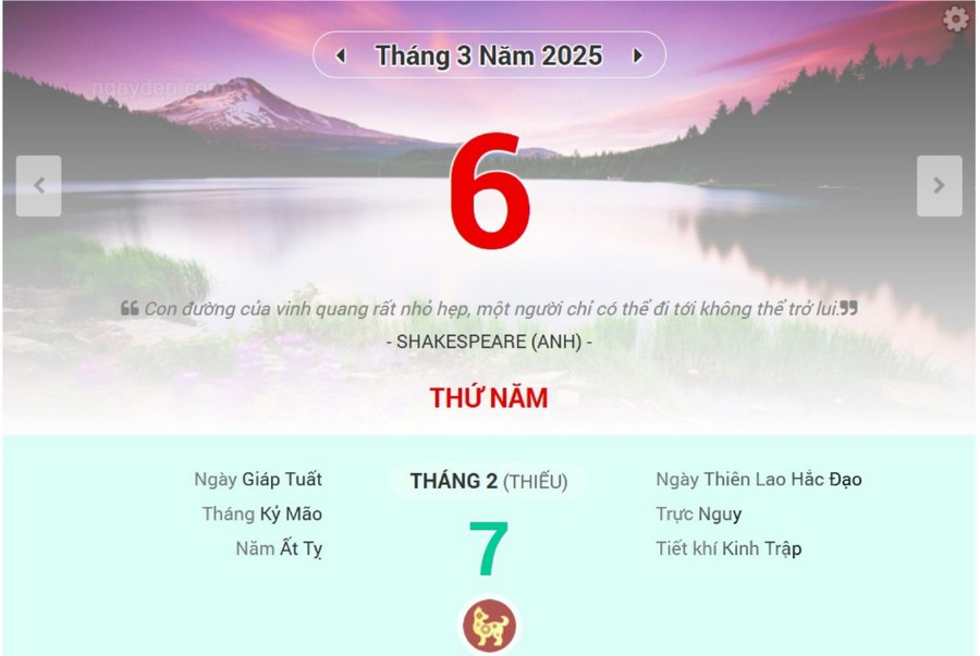 Lịch âm 6/3 - Xem lịch âm ngày 6/3