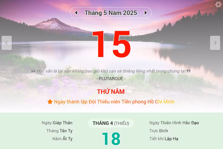 Lịch âm 15/5 - Xem lịch âm ngày 15/5