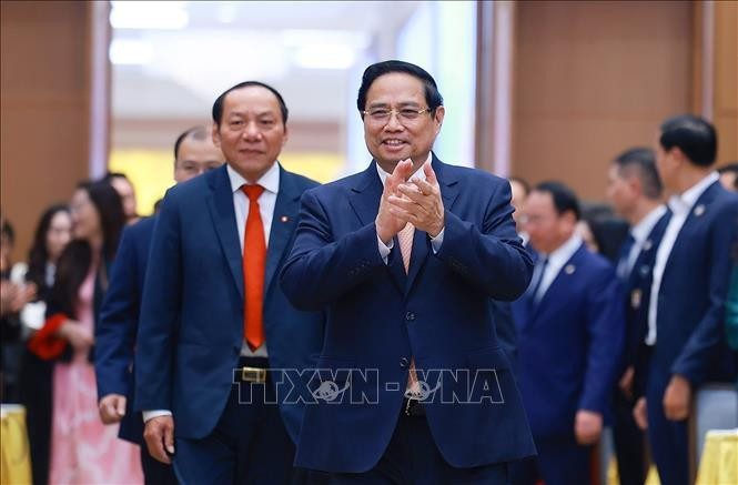 Thủ tướng Phạm Minh Chính đến dự Hội nghị toàn quốc triển khai nhiệm vụ năm 2026 của Ngành Văn hoá, Thể thao và Du lịch. Ảnh: Dương Giang/TTXVN