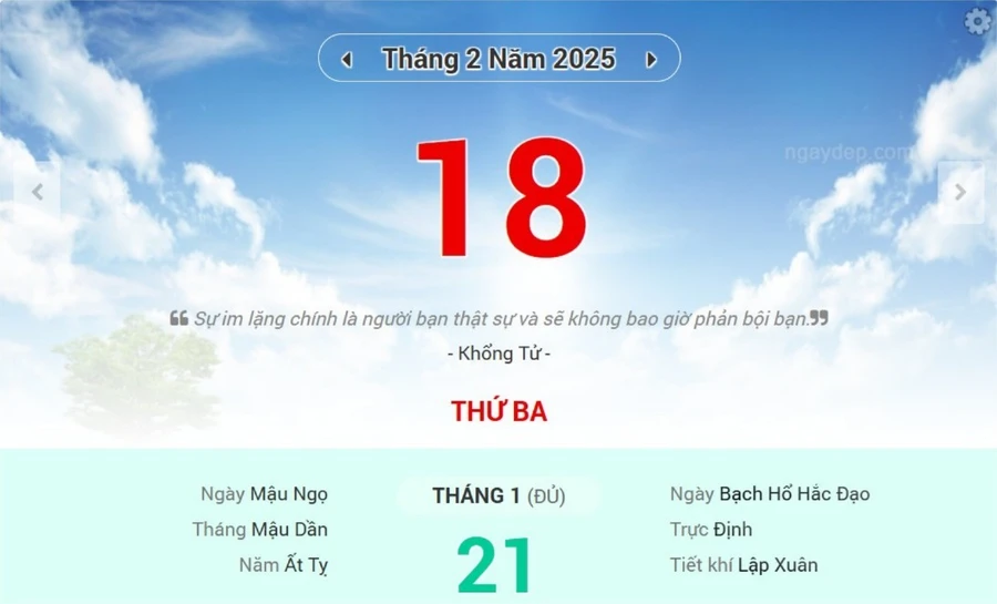 Lịch âm 18/2 - Xem lịch âm ngày 18/2