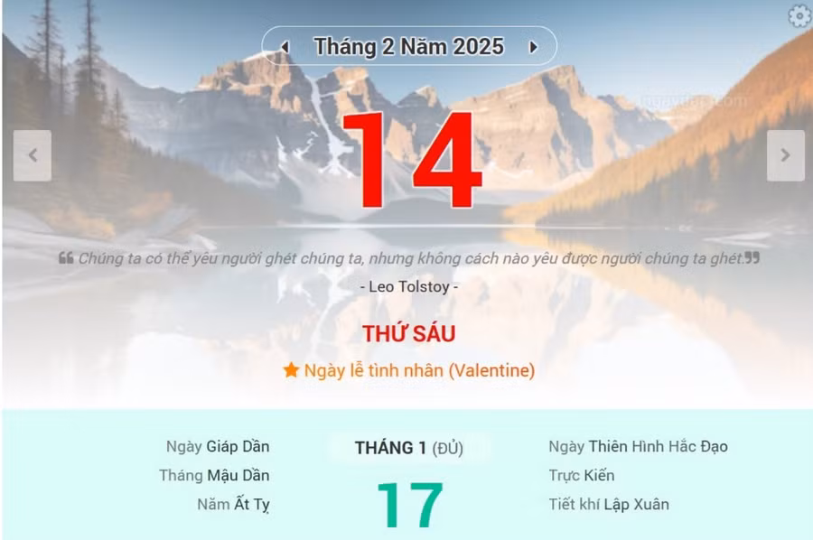 Lịch âm 14/2 - Xem lịch âm ngày 14/2