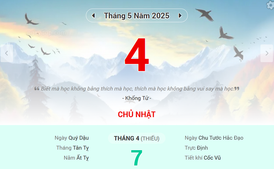 Lịch âm 4/5 - Xem lịch âm ngày 4/5