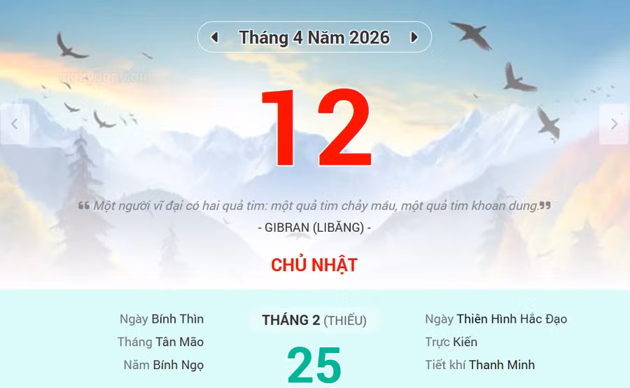 Lịch âm 12/4 - Xem lịch âm ngày 12/4