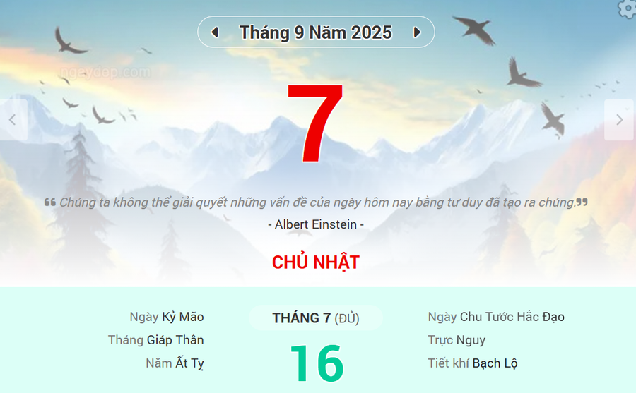 Lịch âm 6/9 - Xem lịch âm ngày 6/9