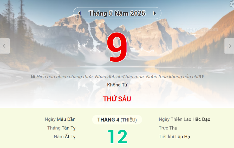 Lịch âm 9/5 - Xem lịch âm ngày 9/5