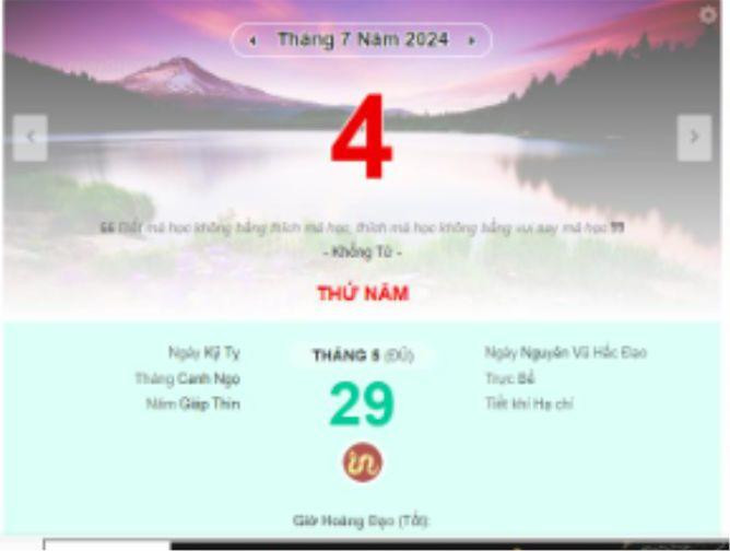 Lịch âm hôm nay - Xem lịch âm ngày 4/7