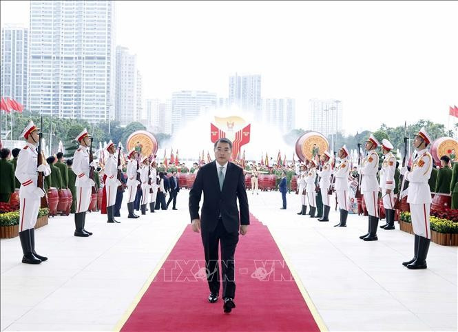 Trưởng Ban Tổ chức Trung ương Lê Minh Hưng đến dự Đại hội Thi đua yêu nước toàn quốc lần thứ XI. Ảnh: Thống Nhất - TTXVN