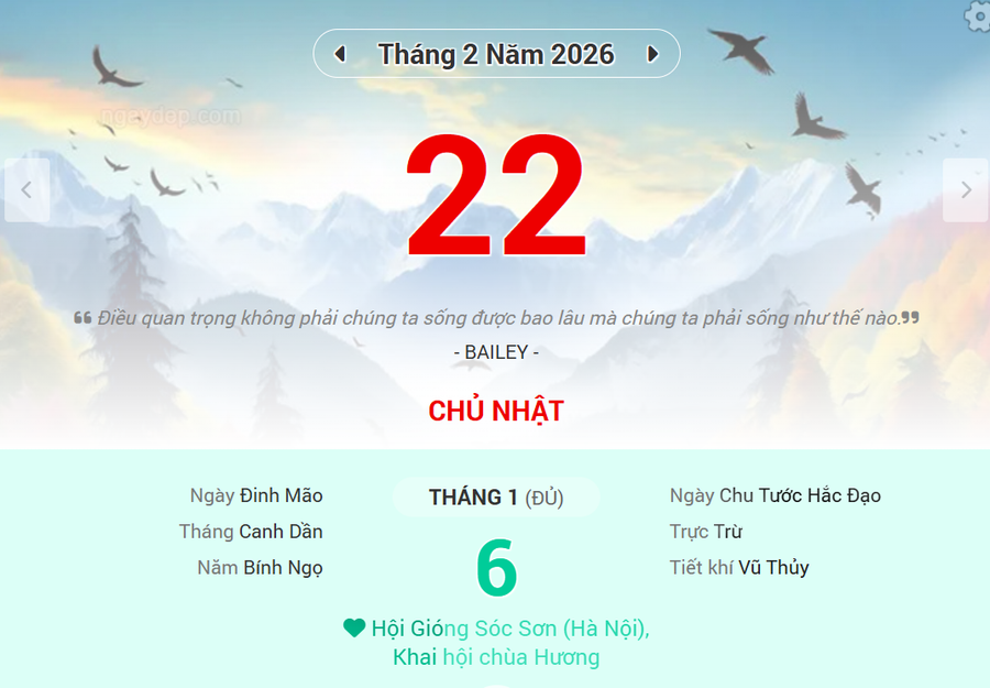 Lịch âm 22/2 - Xem lịch âm ngày 22/2