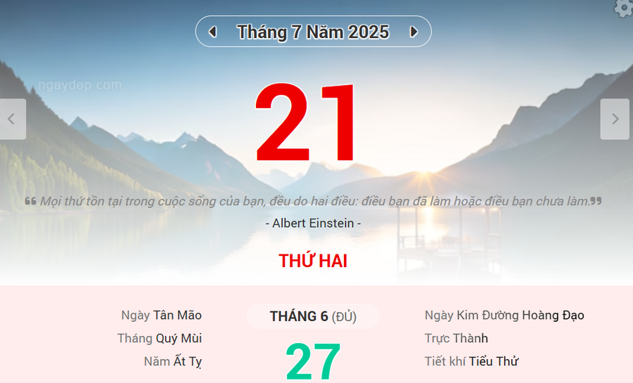 Lịch âm 21/7 - Xem lịch âm ngày 21/7