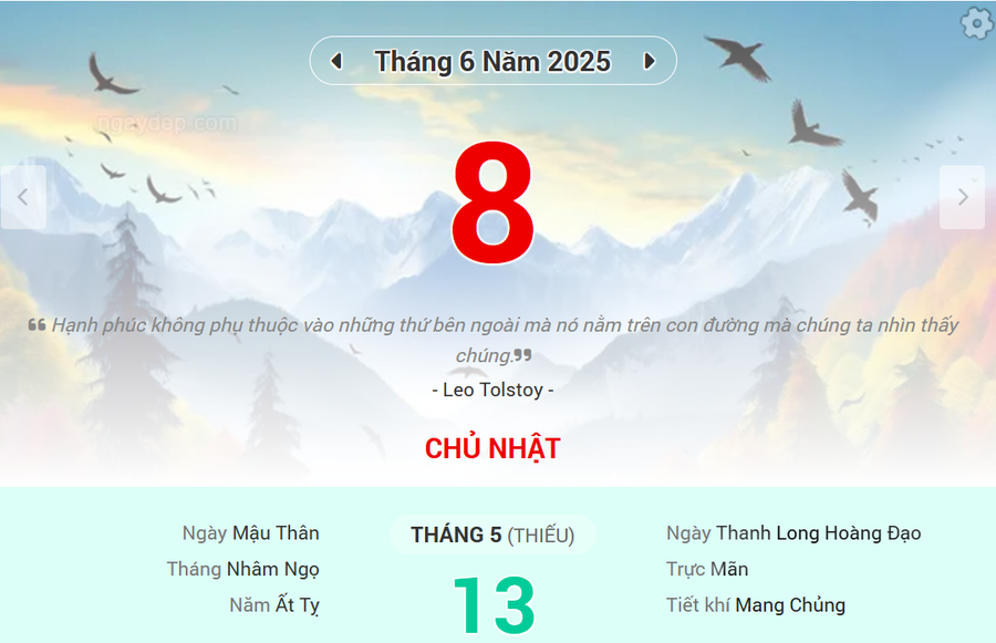 Lịch âm 8/6 - Xem lịch âm ngày 8/6