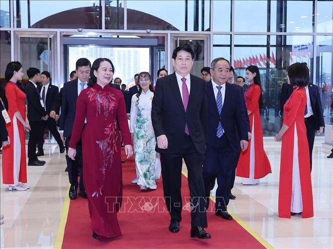 Chủ tịch nước Lương Cường dự khai mạc Đại hội Thi đua yêu nước toàn quốc lần thứ XI. Ảnh: Lâm Khánh/TTXVN