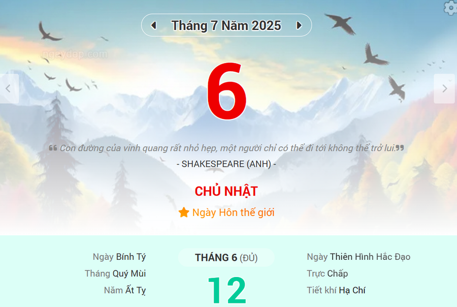 Lịch âm 6/7 - Xem lịch âm ngày 6/7