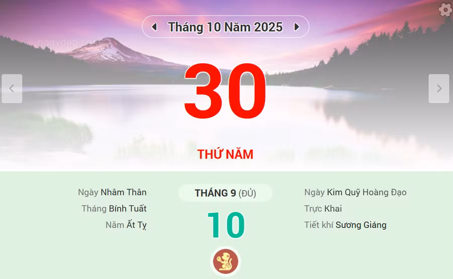 Lịch âm 30/10 - Xem lịch âm ngày 30/10