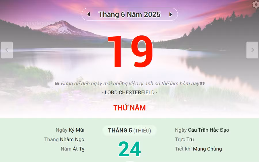 Lịch âm 19/6 - Xem lịch âm ngày 19/6