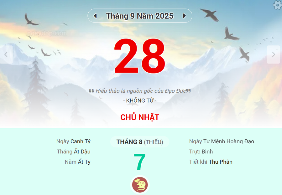 Lịch âm 28/9 - Xem lịch âm ngày 28/9