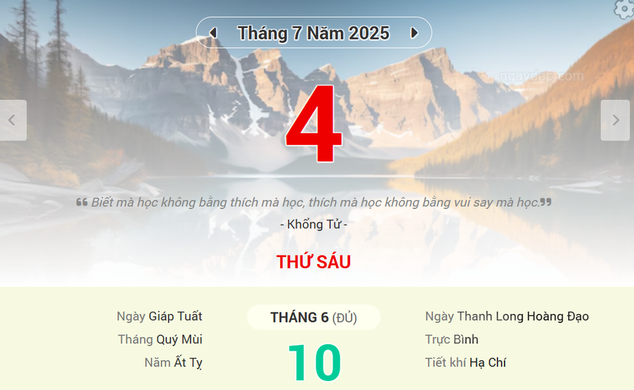 Lịch âm 4/7 - Xem lịch âm ngày 4/7