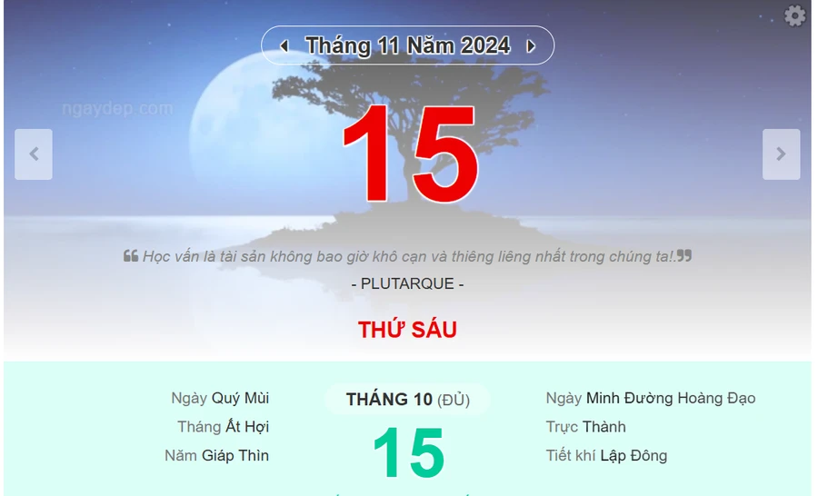 Lịch âm 15/11 - Xem lịch âm ngày 15/11