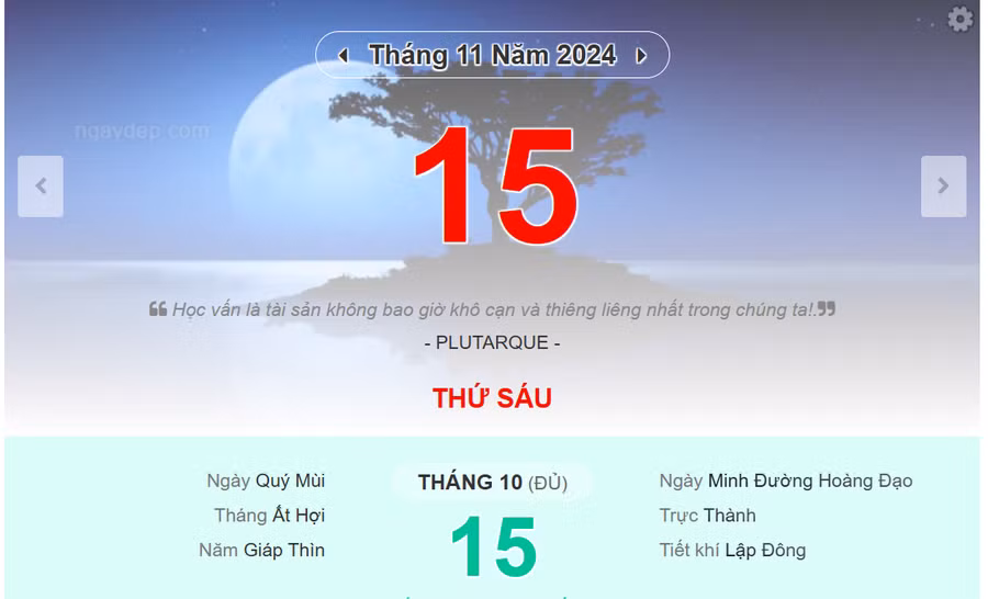 Lịch âm 15/11 - Xem lịch âm ngày 15/11