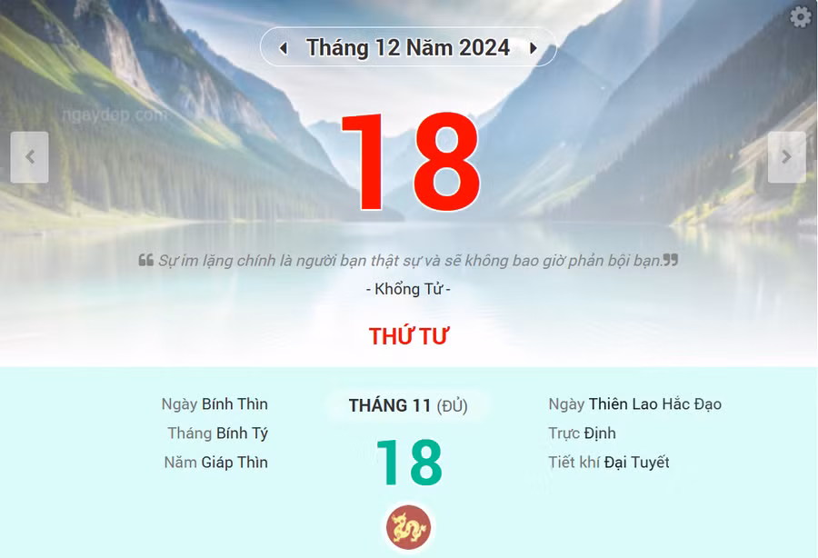 Lịch âm 18/12 - Xem lịch âm ngày 18/12