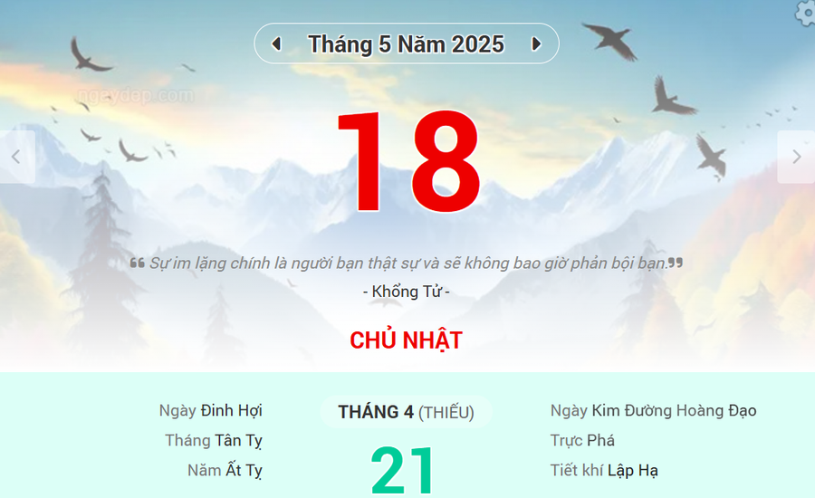 Lịch âm 18/5 - Xem lịch âm ngày 18/5
