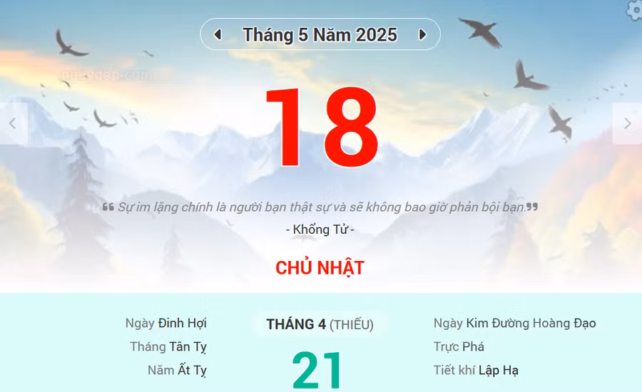 Lịch âm 18/5 - Xem lịch âm ngày 18/5